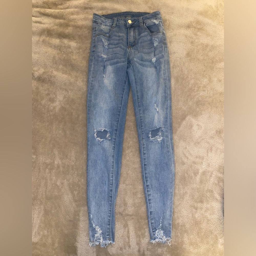 Shein blue skinny jeans